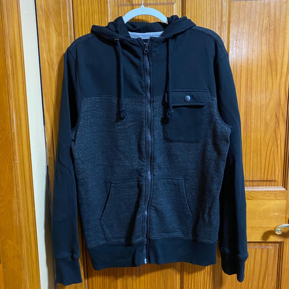Mens color block zip up hoodie
